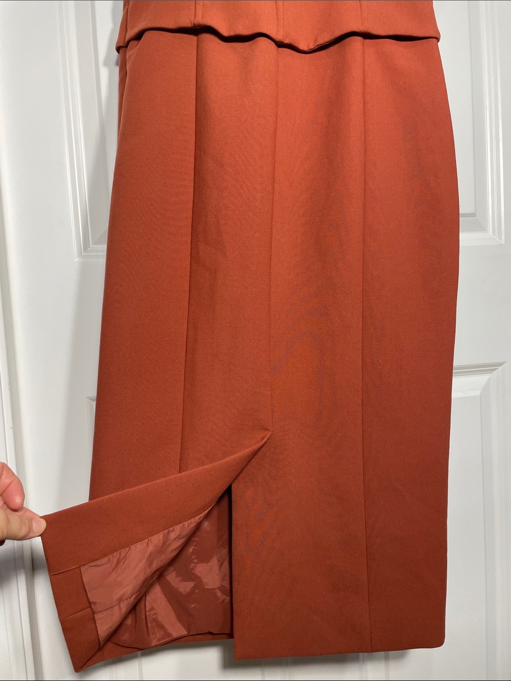 CINQ A SEPT Demia Bustier Corset Lace Up Midi Dress Sz 8 Sleeveless Burnt Orange - Picture 8 of 14